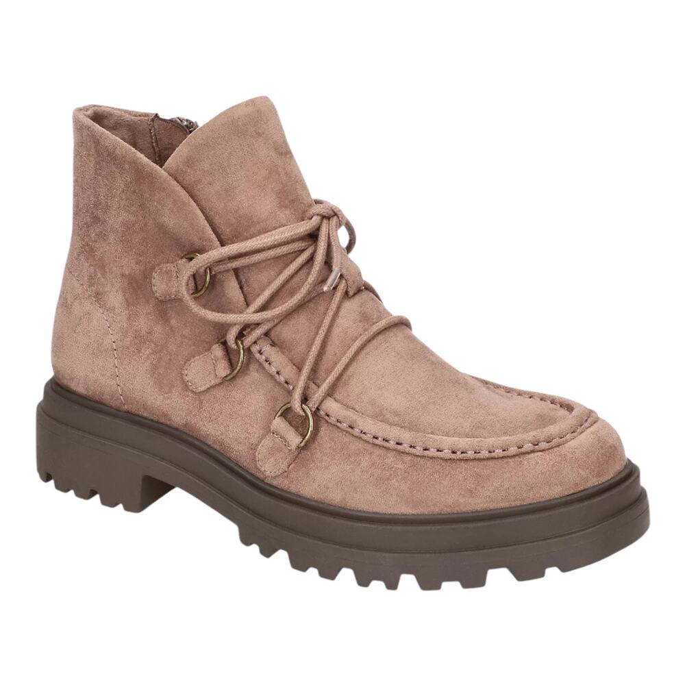 Bella Vita Women's Xandy Suede Lace Up Side Zip Ankle Booties Taupe Size 6 1/2 W